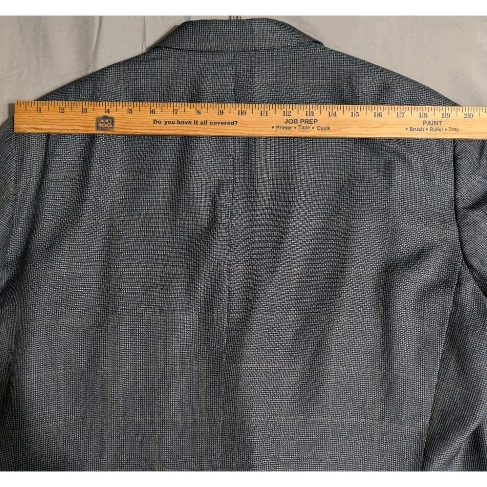 Peter Millar Sport Coat Blazer 46T Blue Windowpane Wool Silk Linen Made Canada